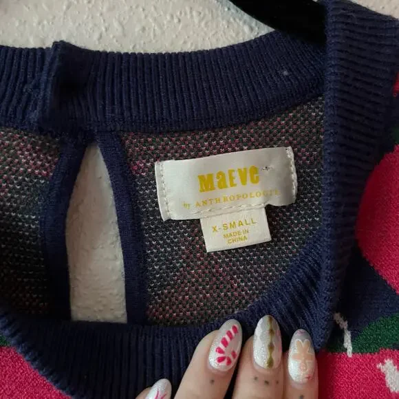 Anthropologie Maeve Puff Short Sleeve Apple Sweater Size Extra Small - Picture 4 of 6